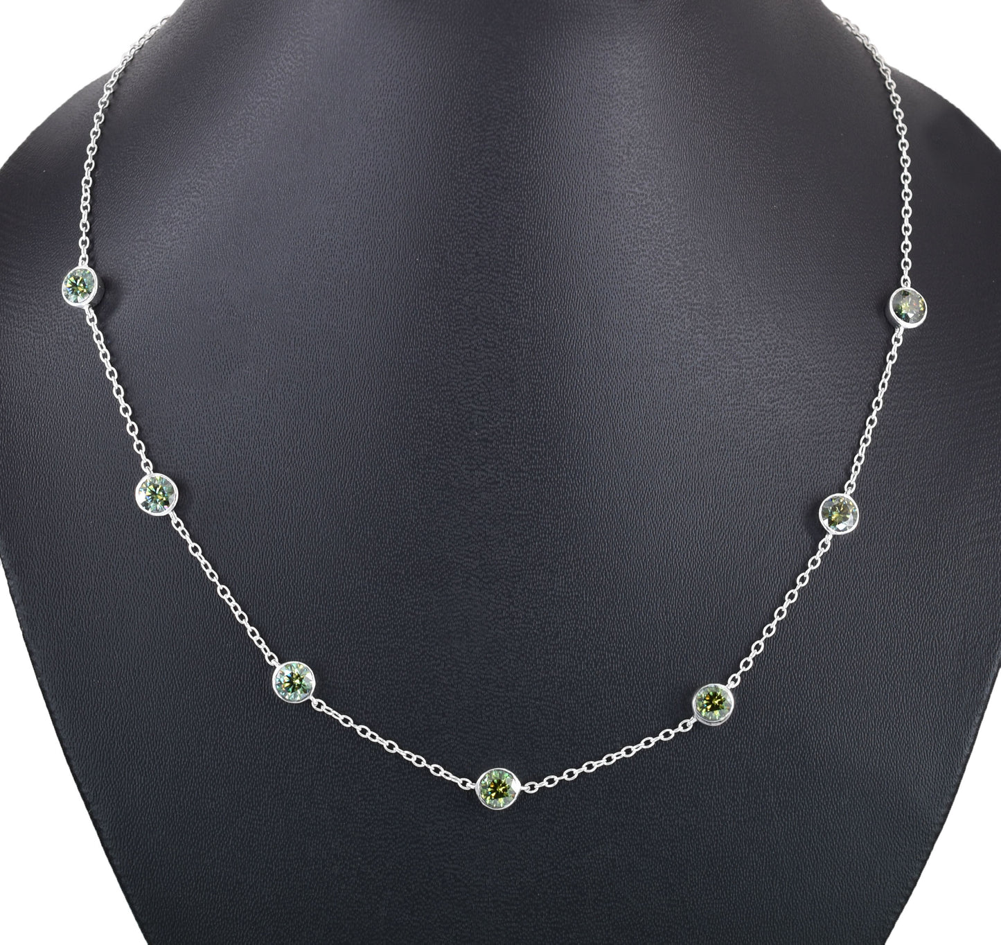 Green Round Cut Tennis Necklace