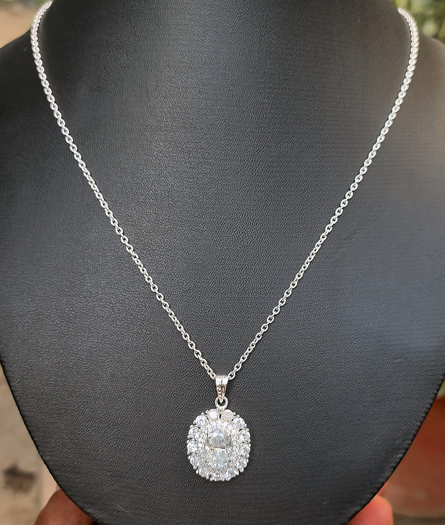 White Oval Cut Pendant