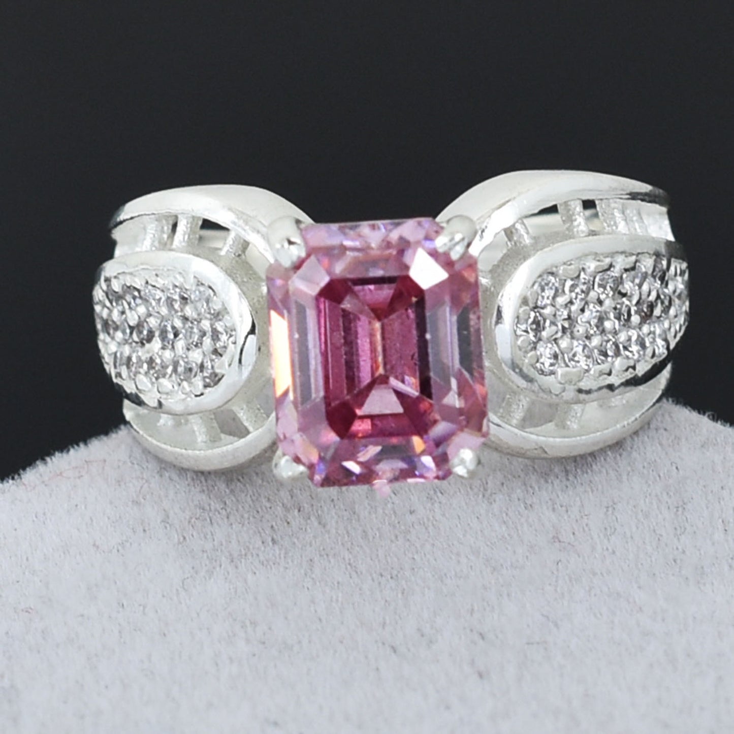 Pink Emerald Cut Ring