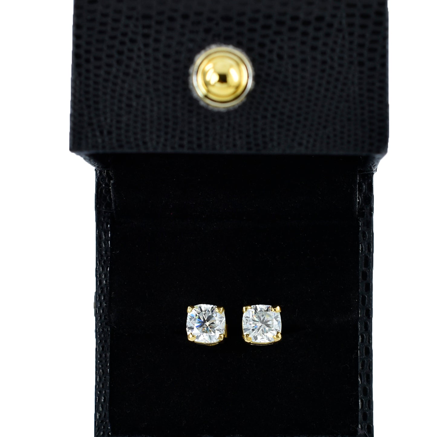 White Round Cut Stud Earrings