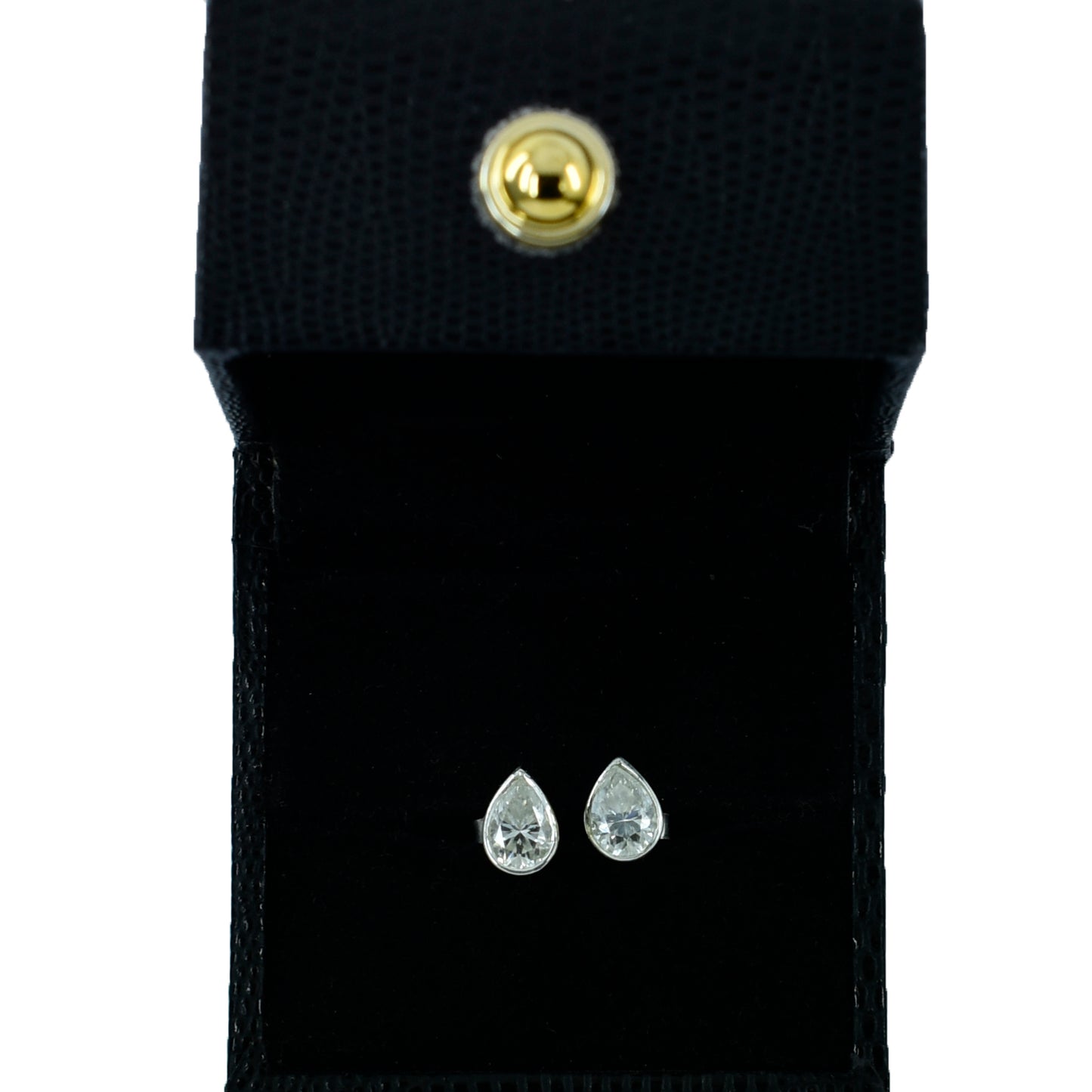 White Pear Cut Stud Earrings