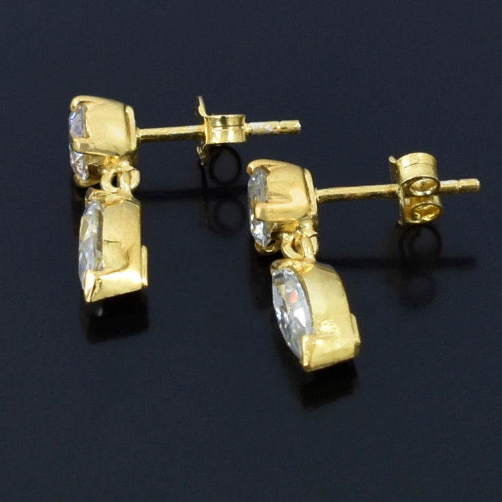White Round & Marquise Cut Earrings