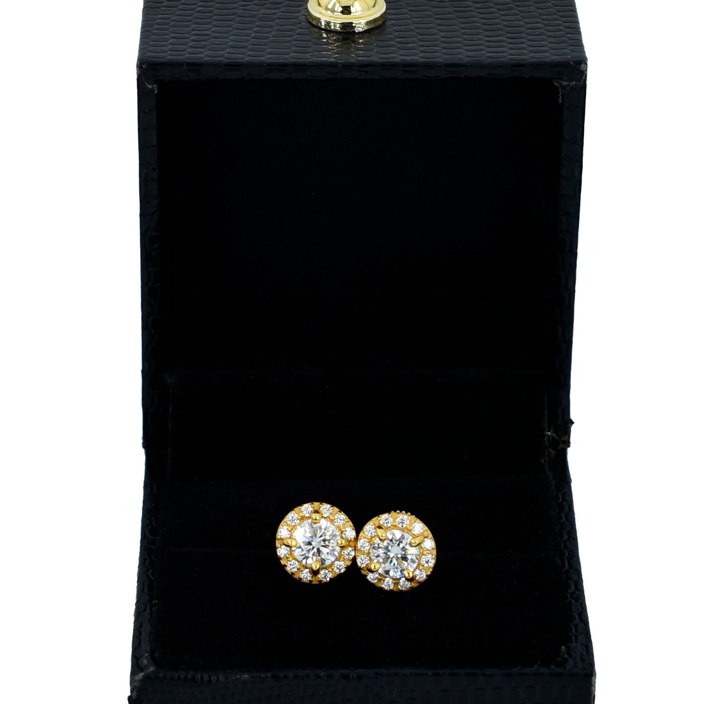White Round Cut Stud Earrings