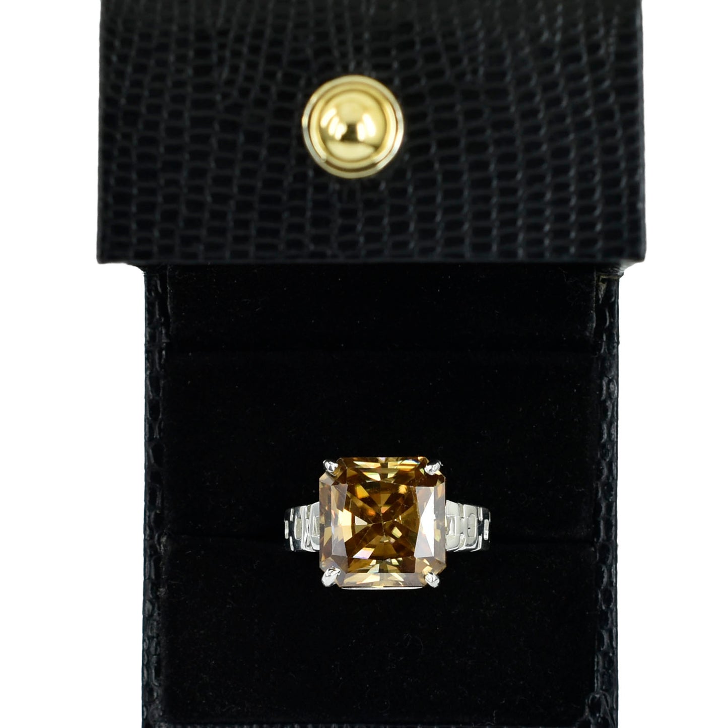 Champagne Square Radiant Cut Ring