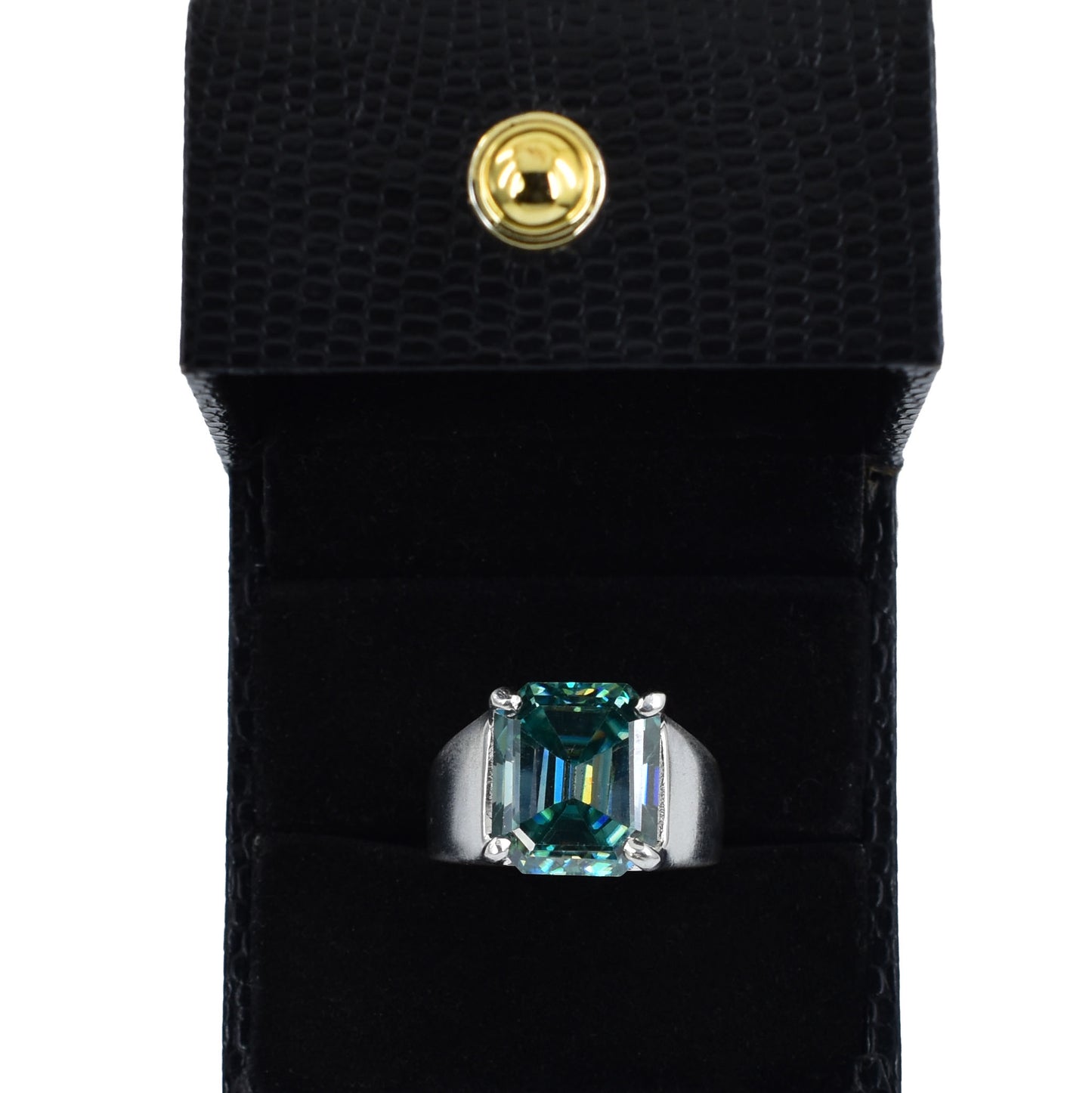 Blue Emerald Cut Ring
