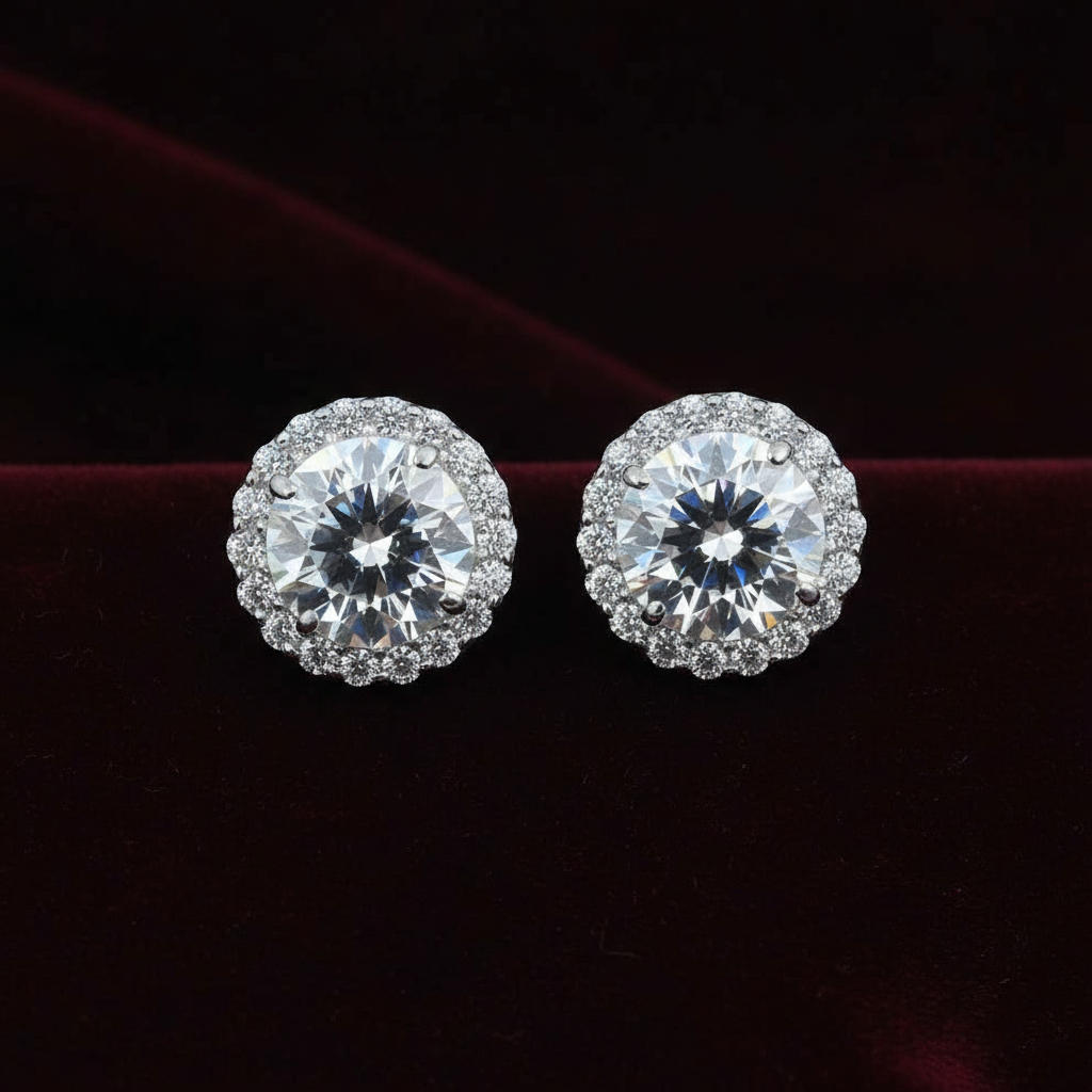 White Round Stud Earrings