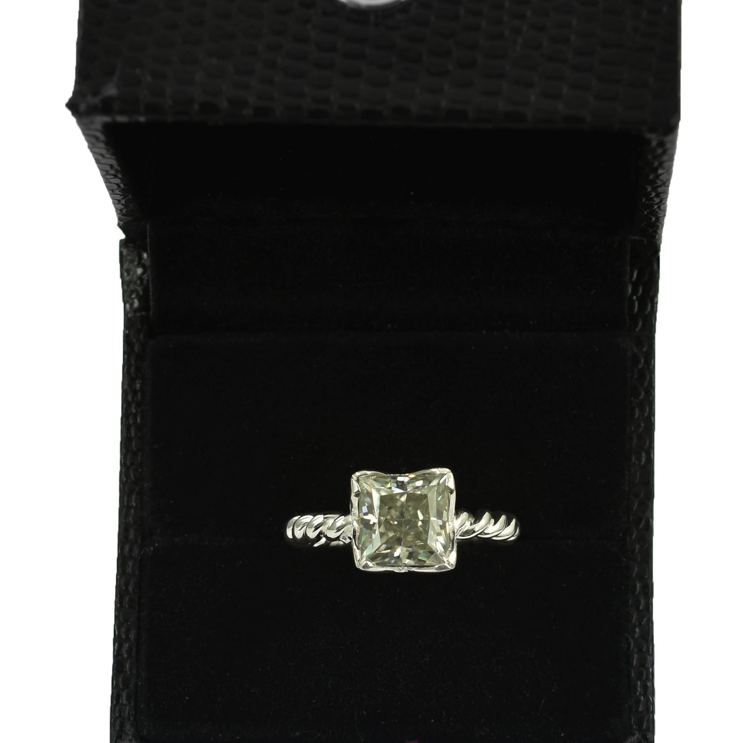 White Princess Cut Ring