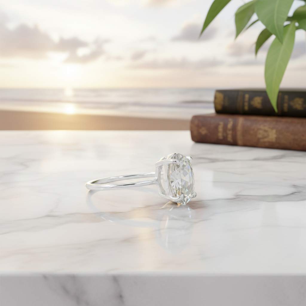 White Marquise Cut Ring