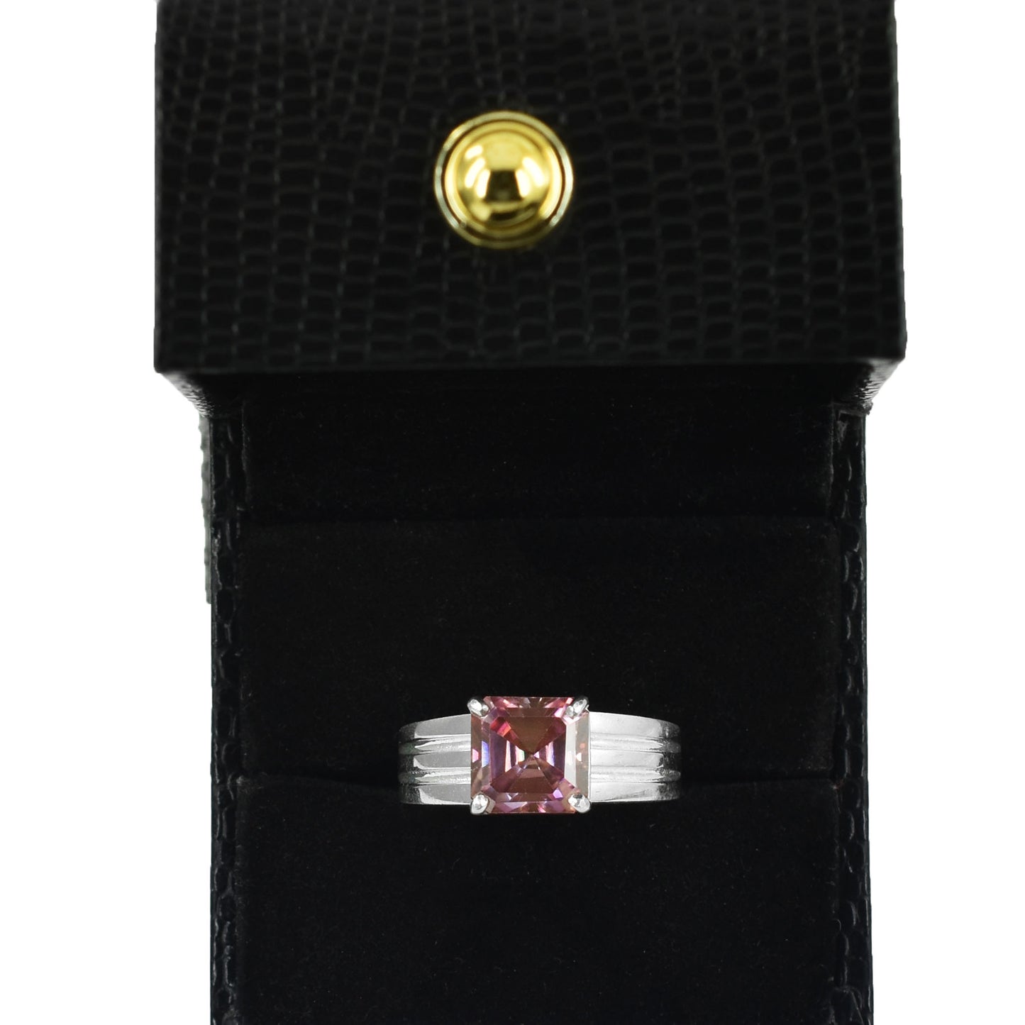 Pink Asscher Cut Ring