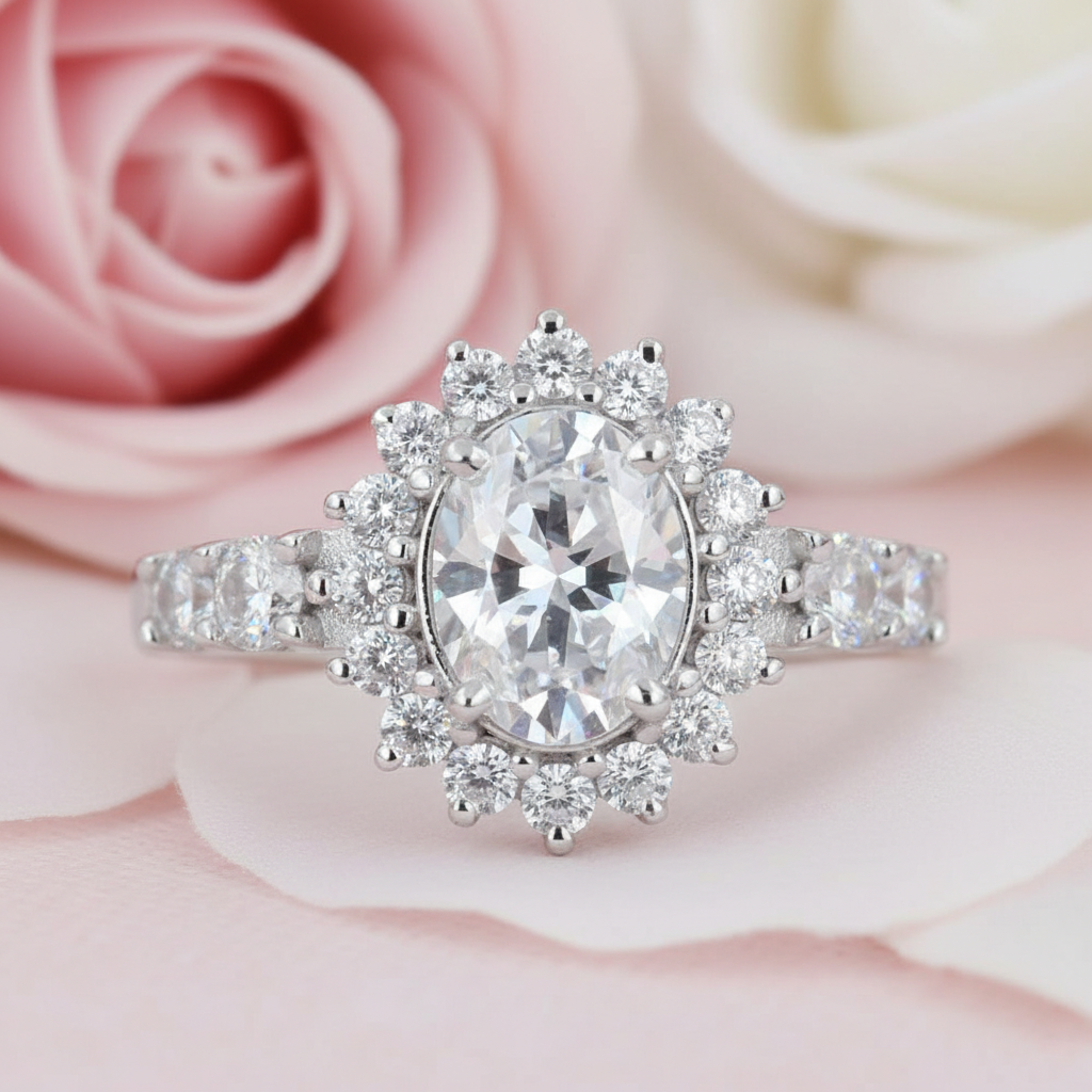 White Oval Cut Ring