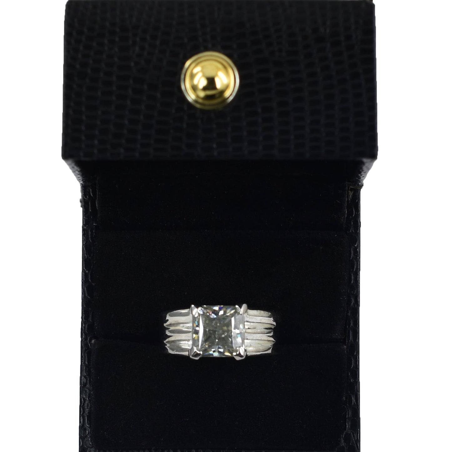 White Princess Cut Ring