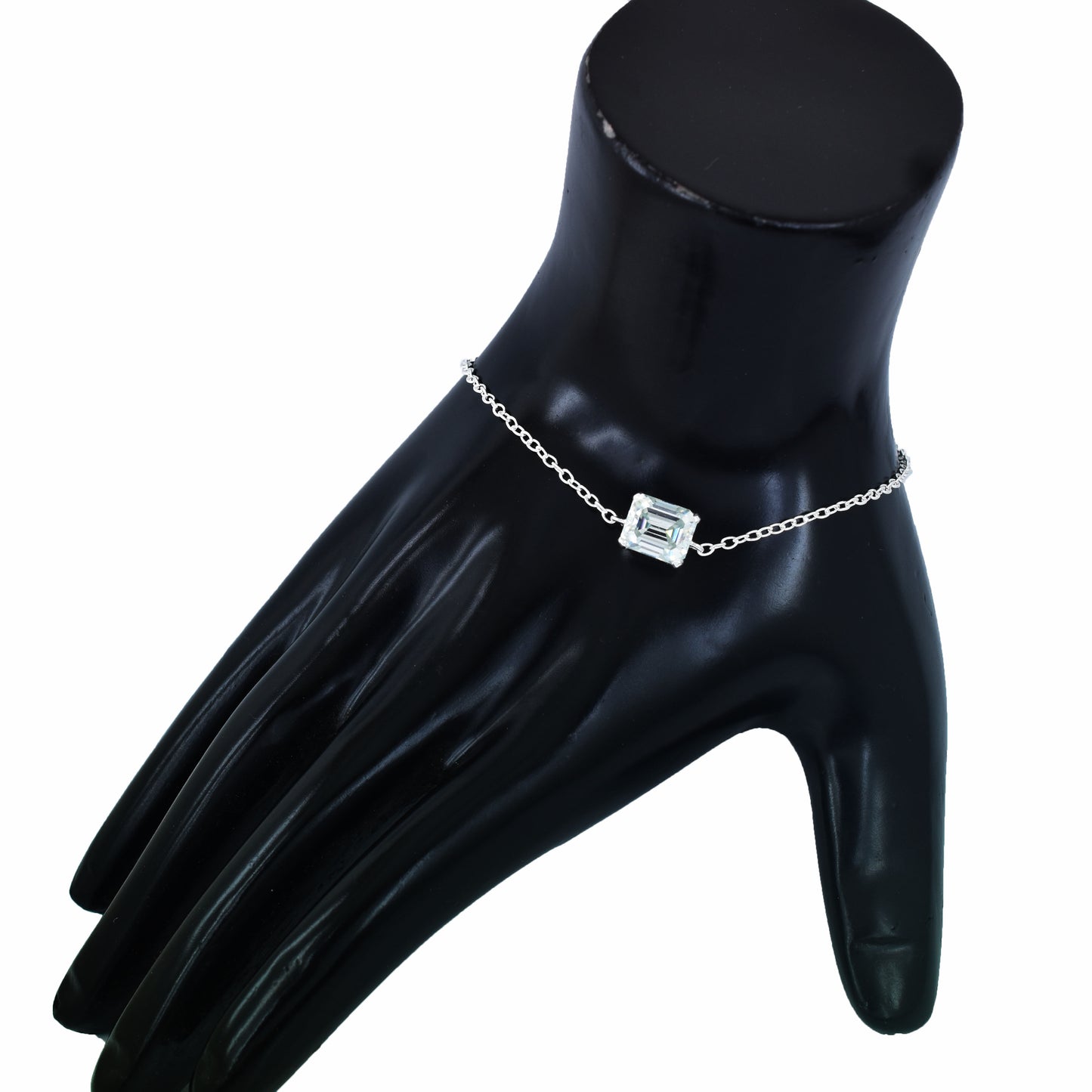 White Emerald Cut Bracelet
