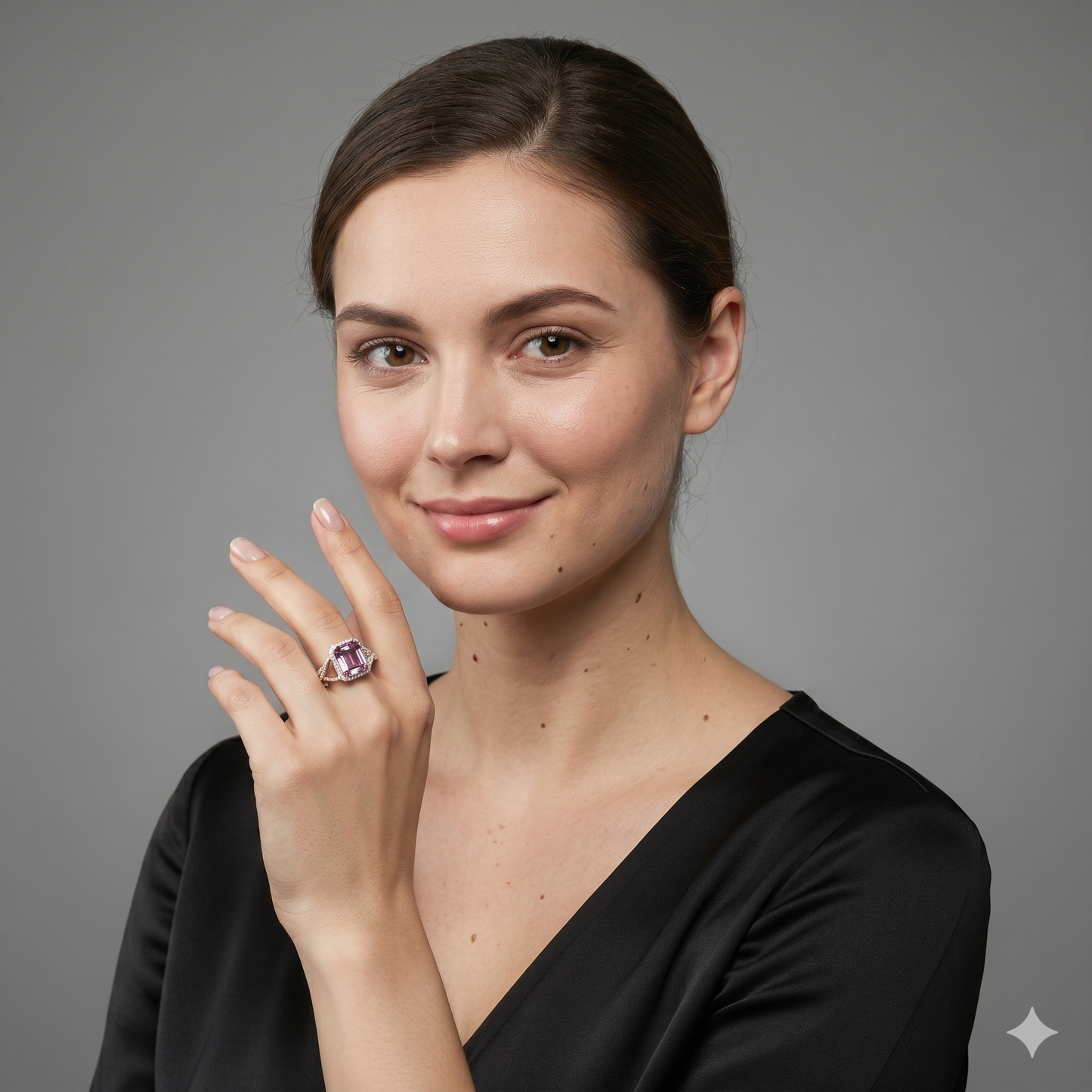 Pink Emerald Cut Ring