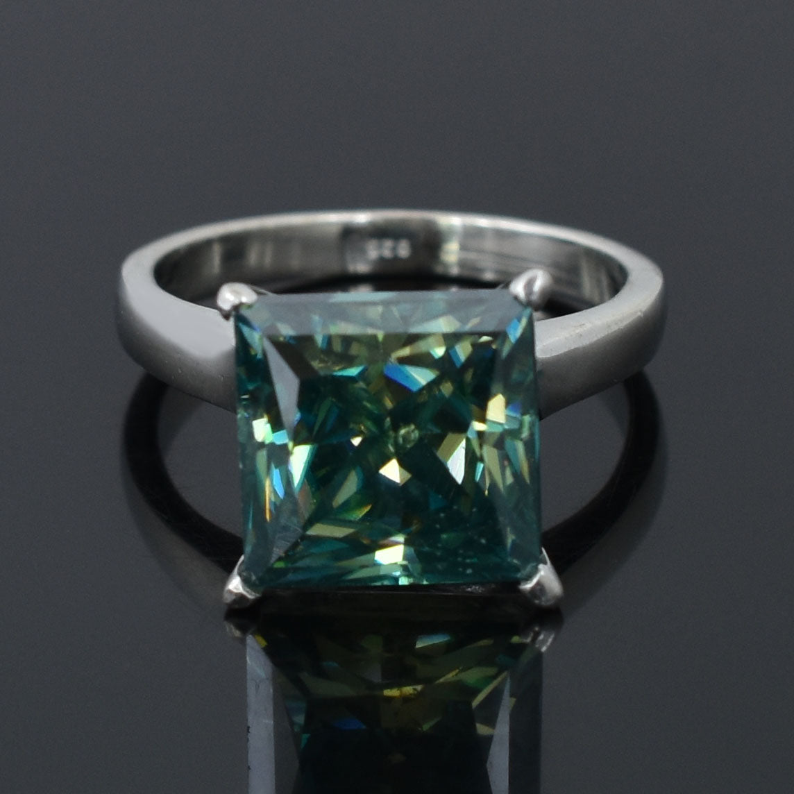 Green Princess Cut Ring