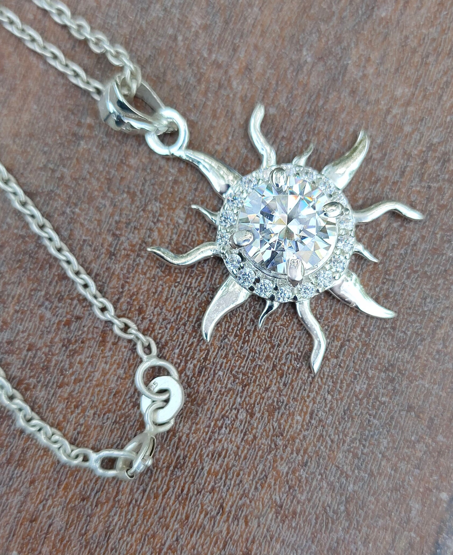 White Round Cut Statement Necklace Charm