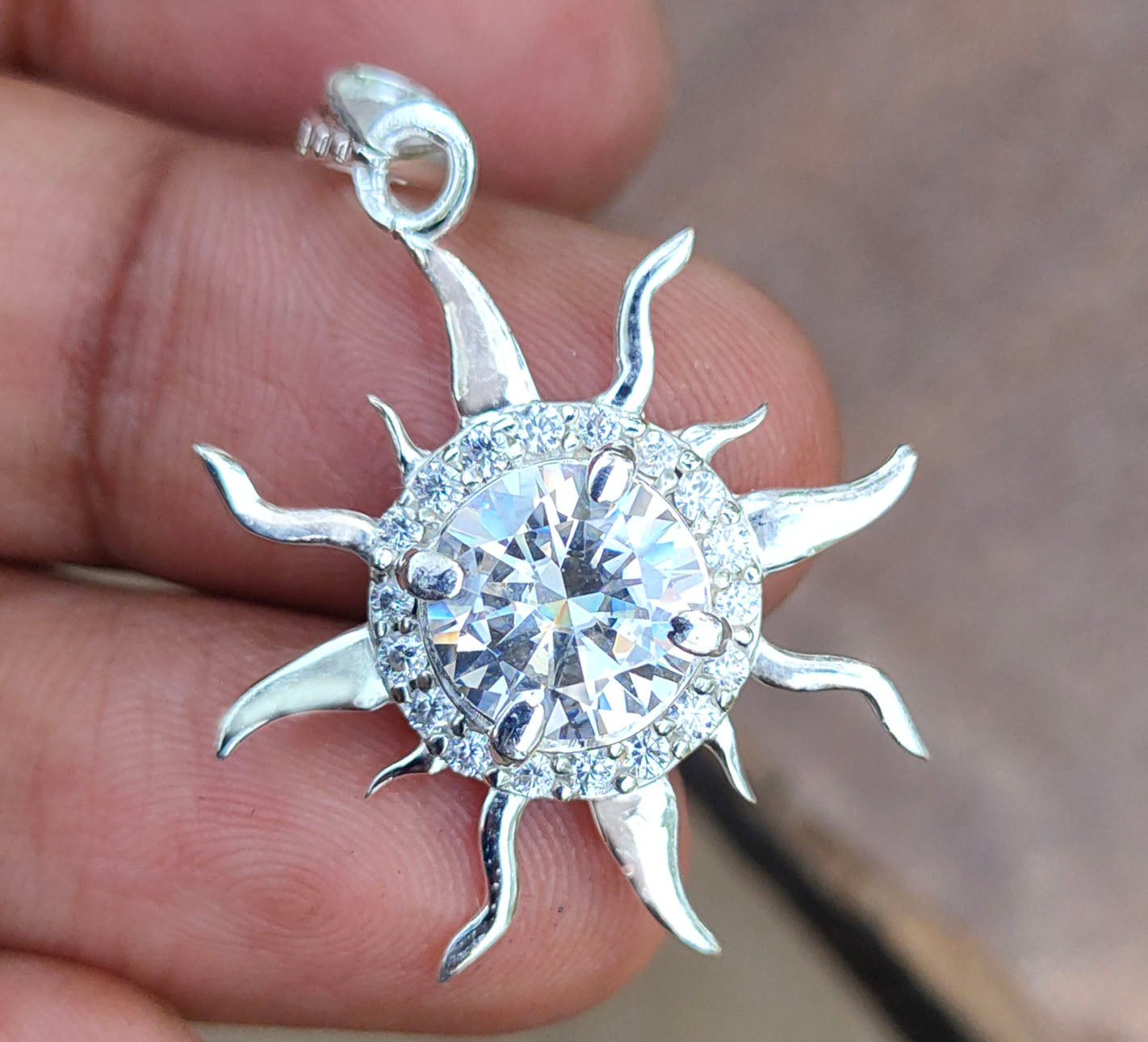 White Round Cut Statement Necklace Charm