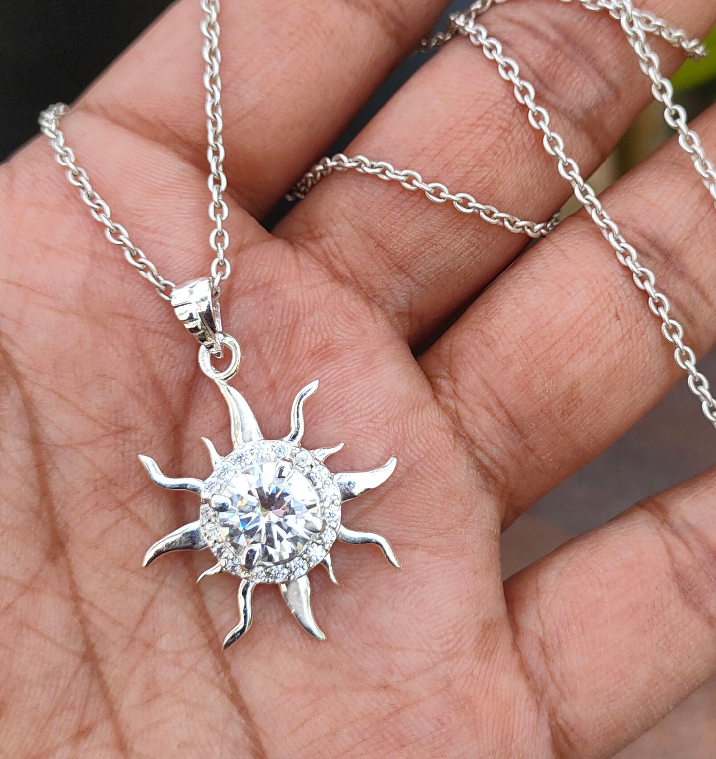 White Round Cut Statement Necklace Charm