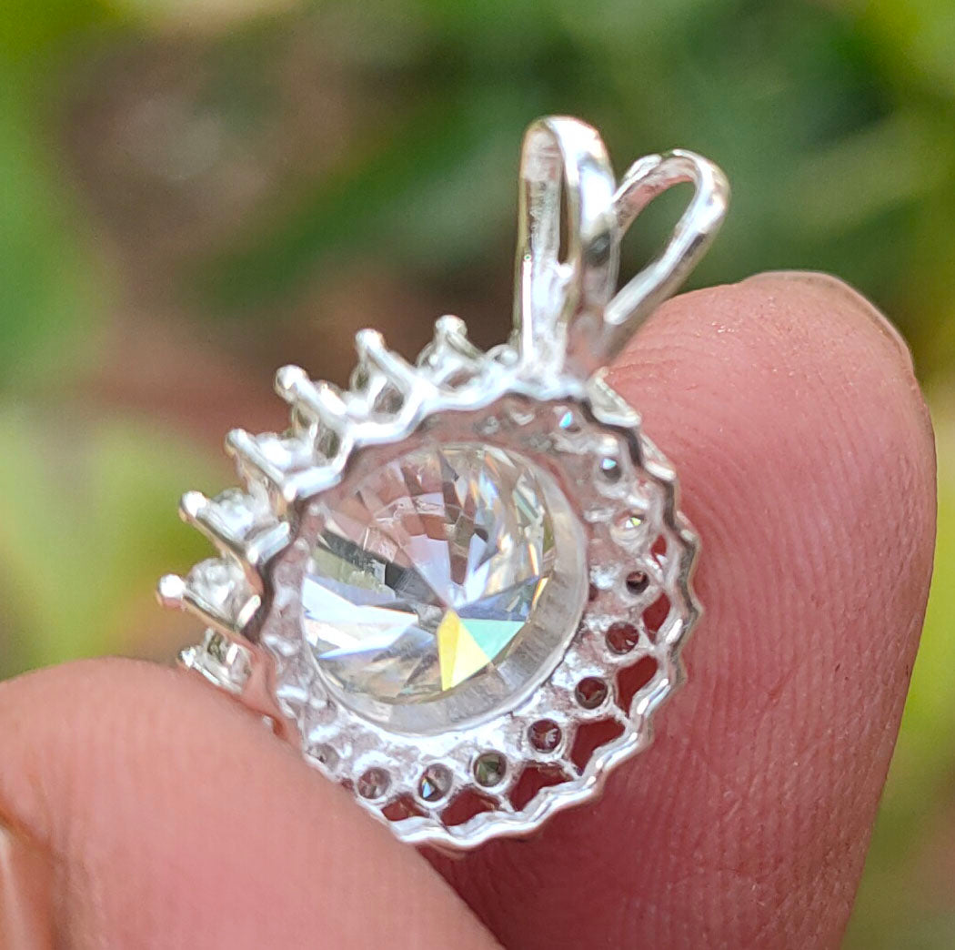White Round Cut Pendant
