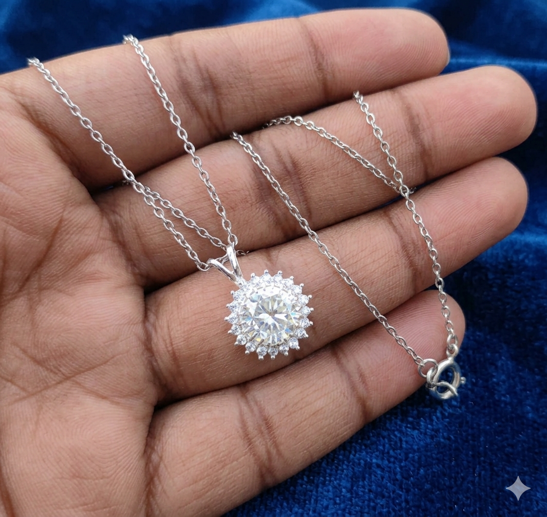 White Round Cut Pendant