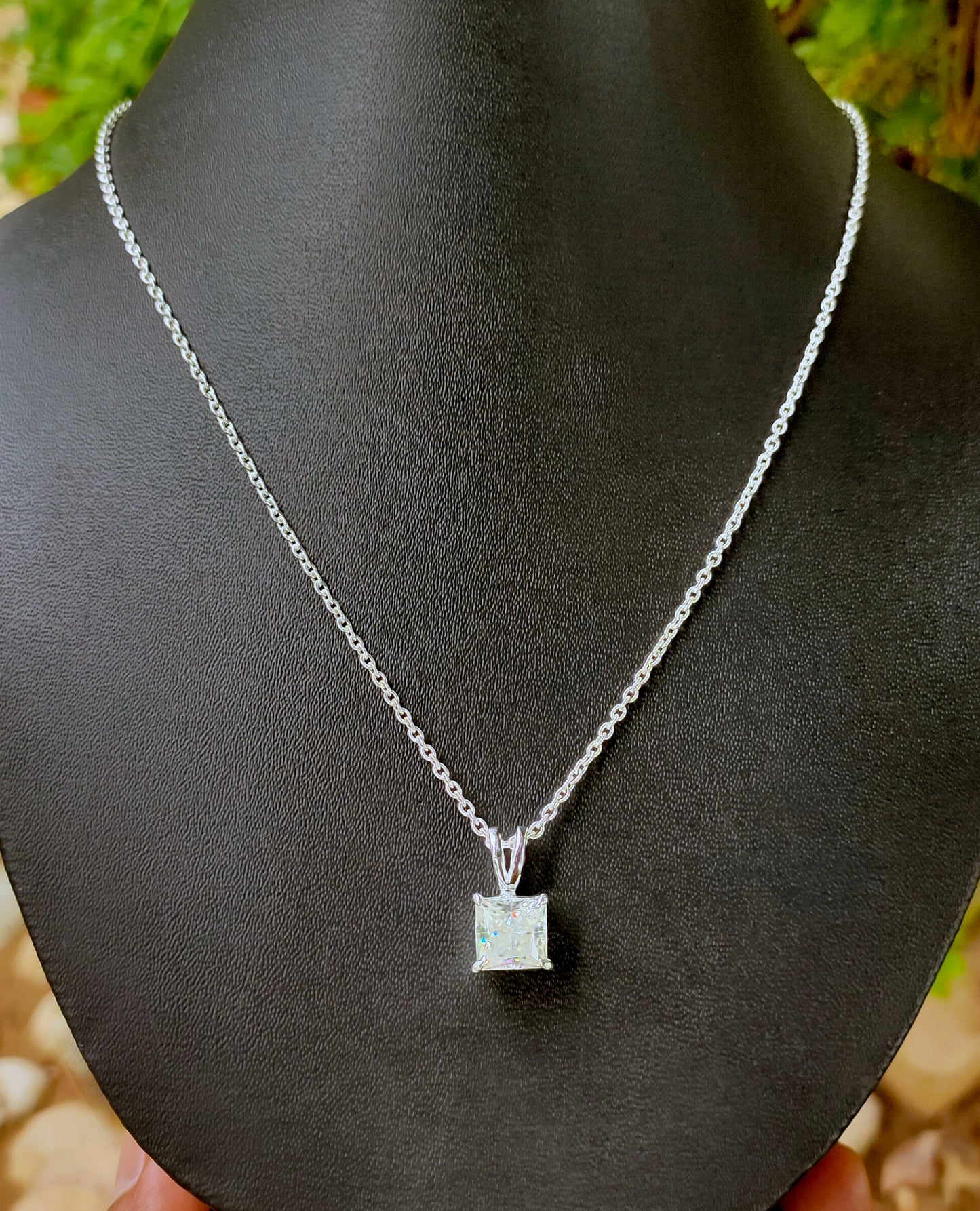 White Princess Cut Pendant Fashion Jewelry