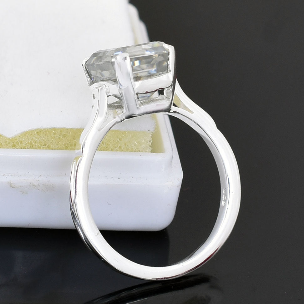 White Emerald Cut Ring