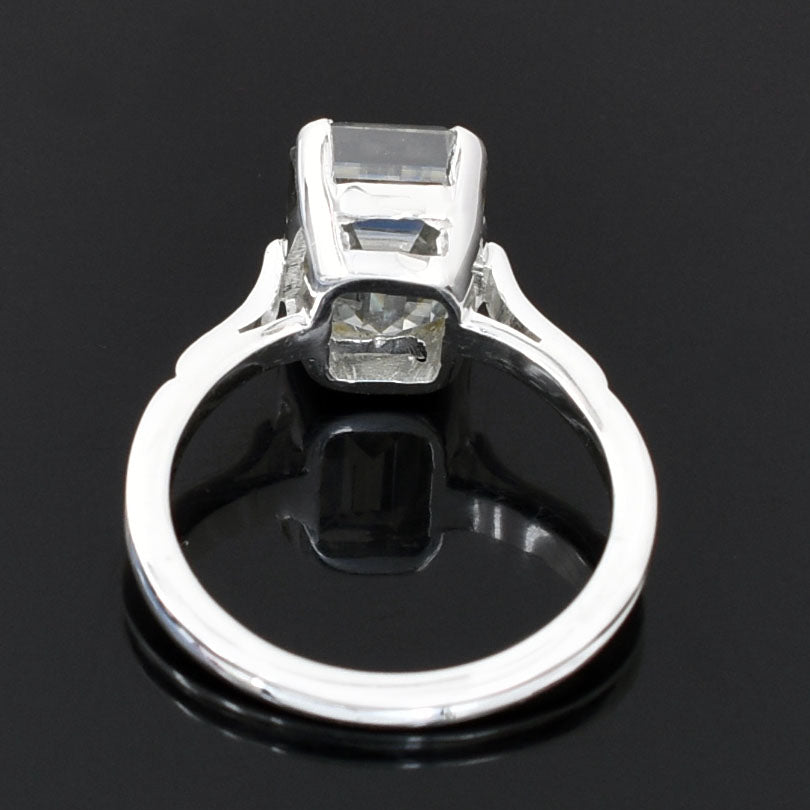White Emerald Cut Ring