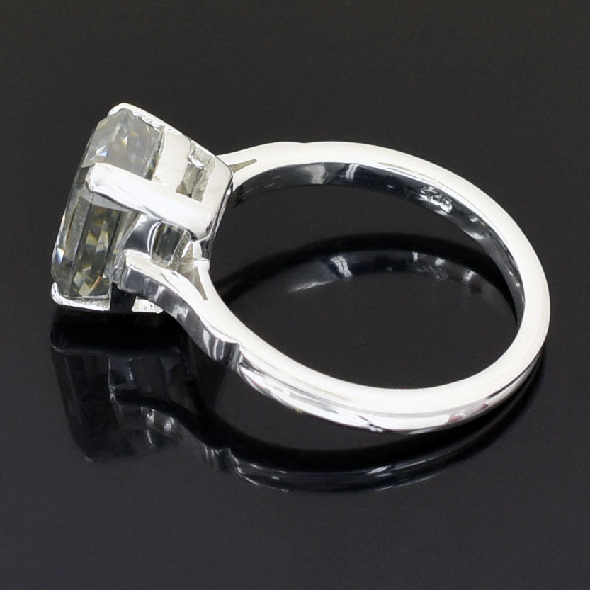 White Emerald Cut Ring