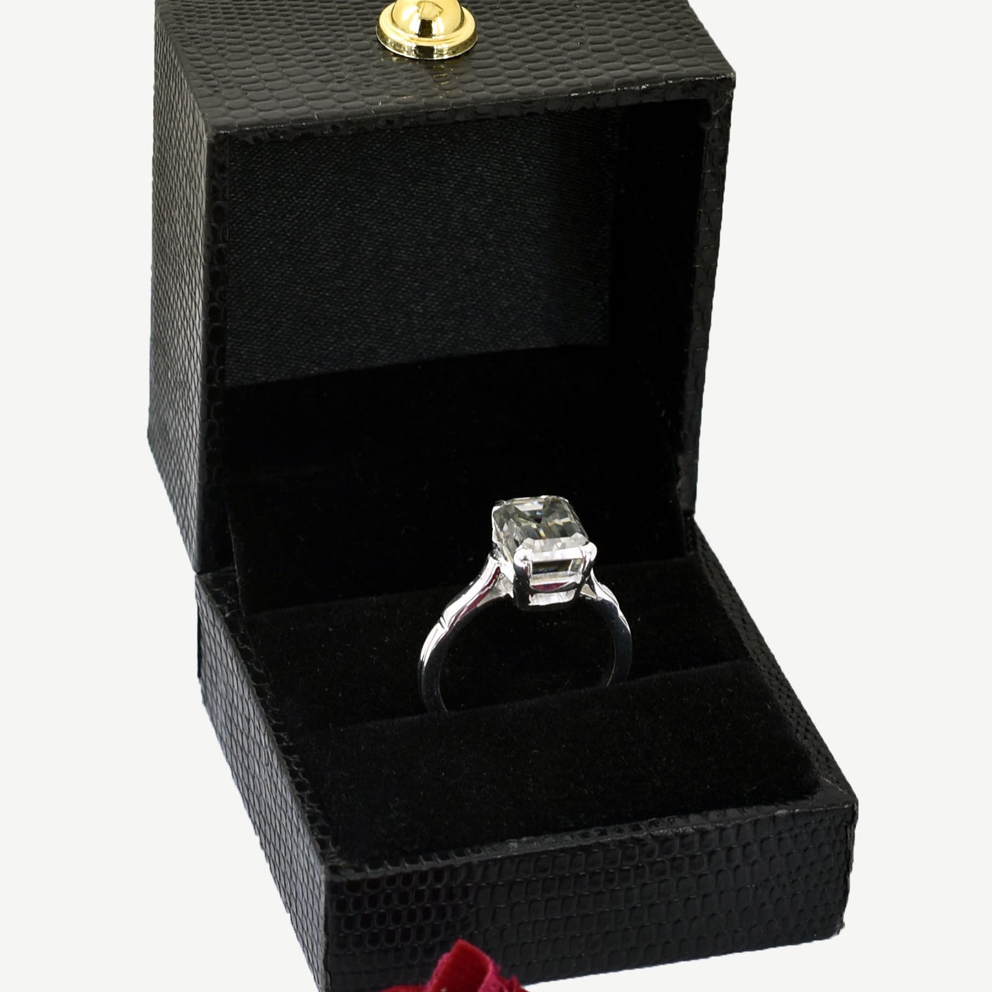 White Emerald Cut Ring