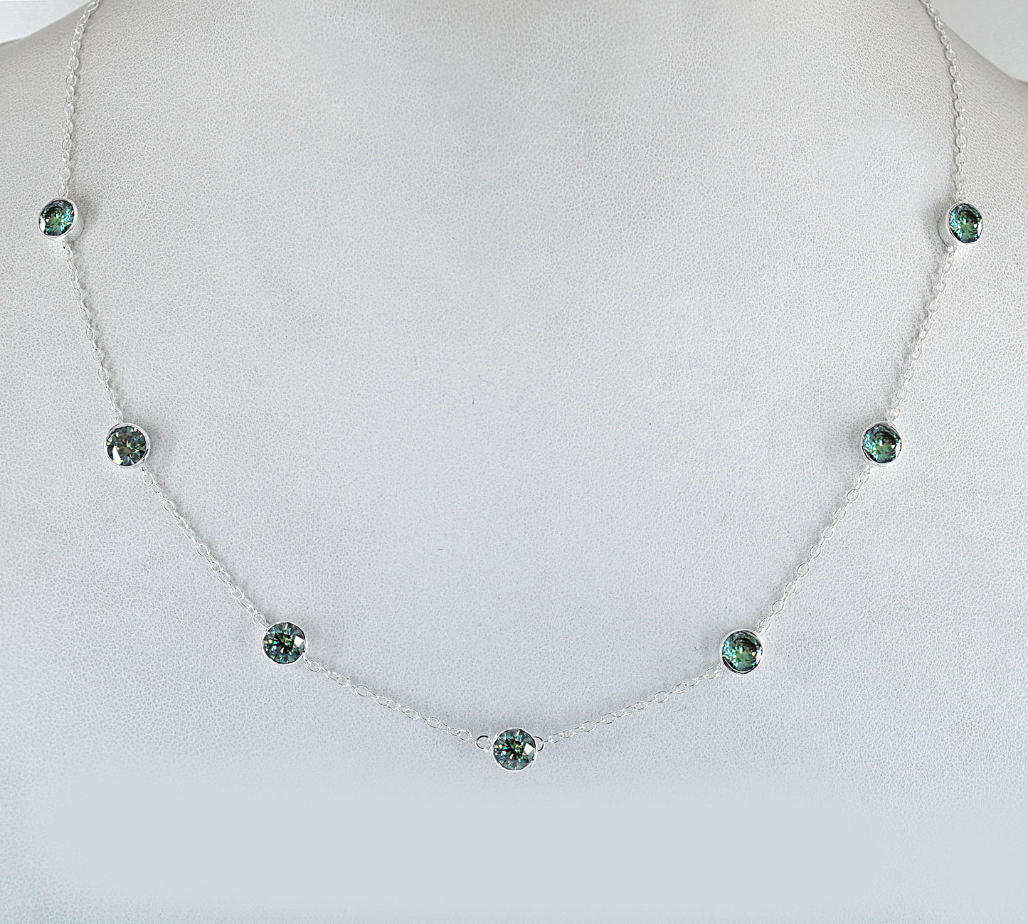 Green Round Cut Tennis Necklace
