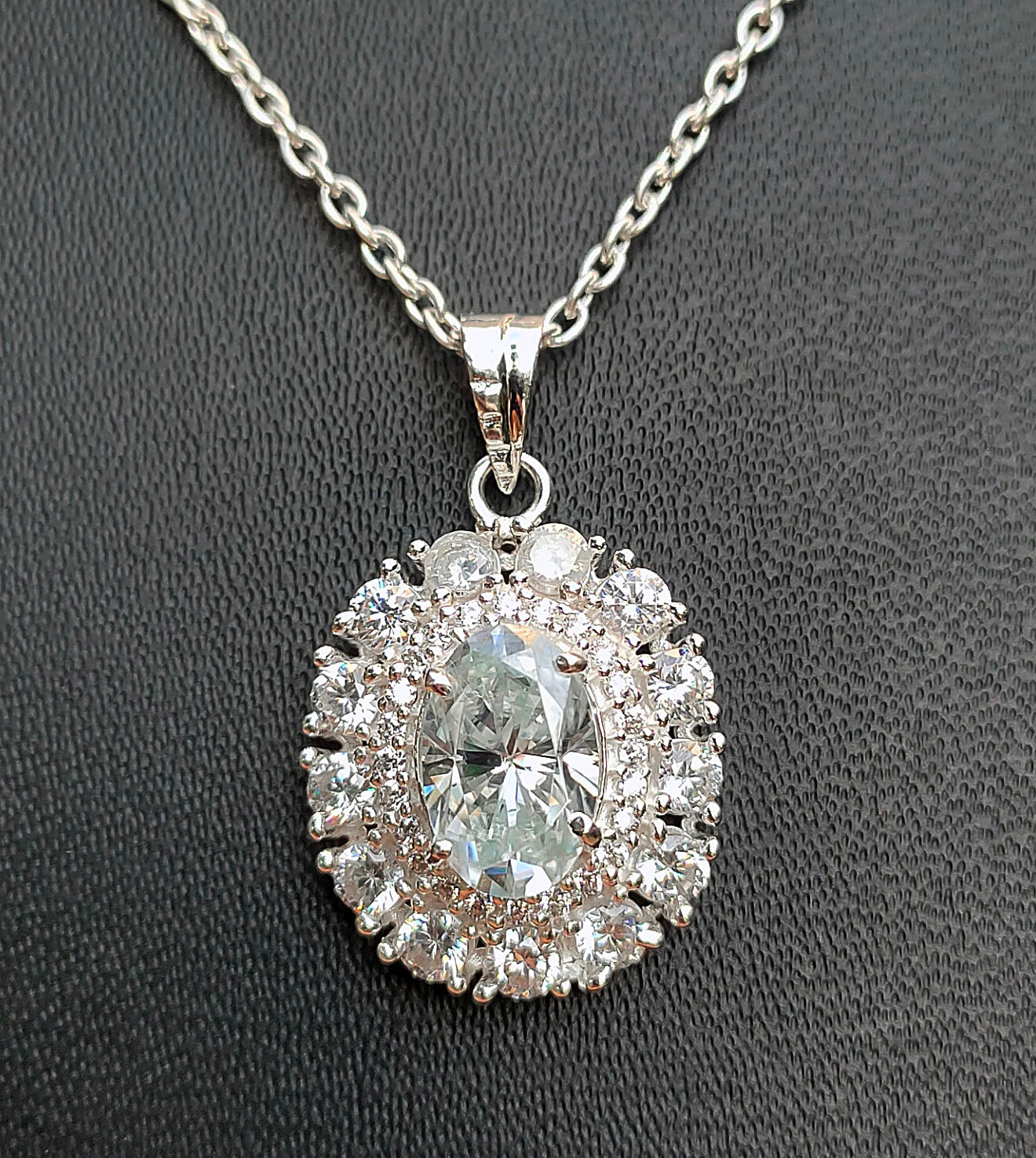 White Oval Cut Pendant