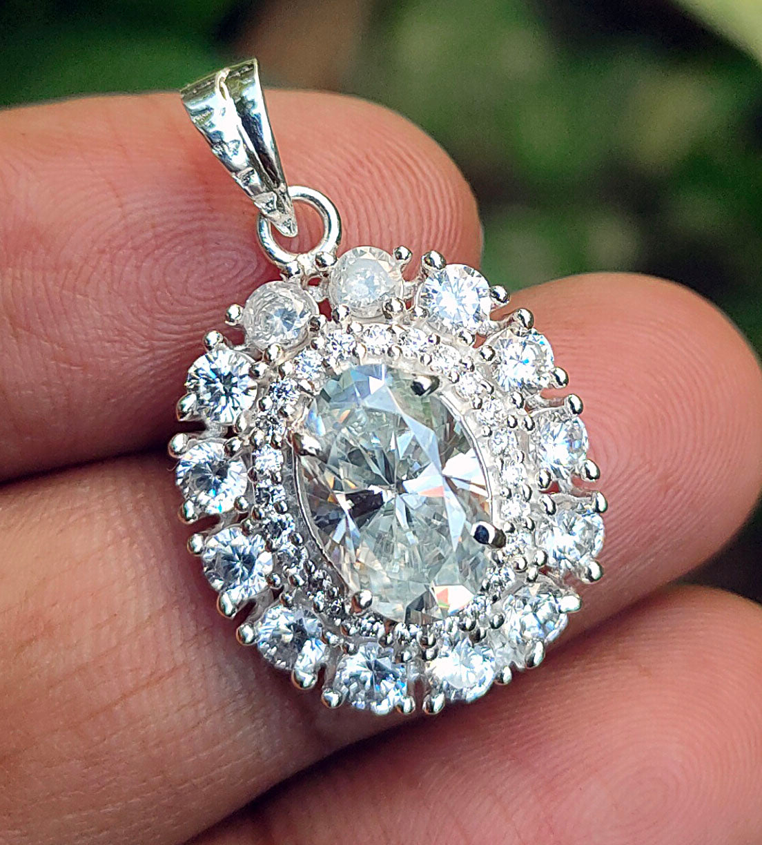 White Oval Cut Pendant