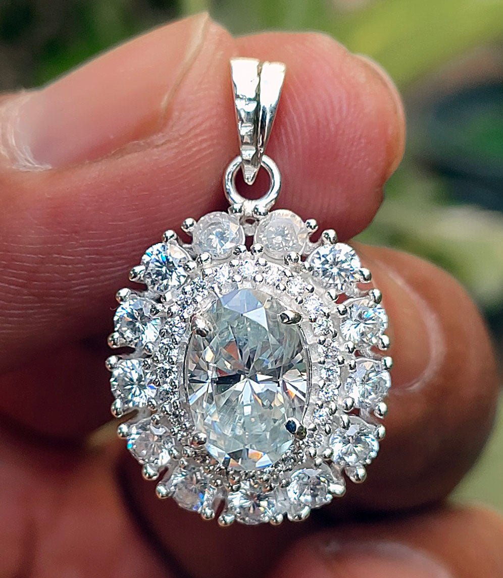 White Oval Cut Pendant