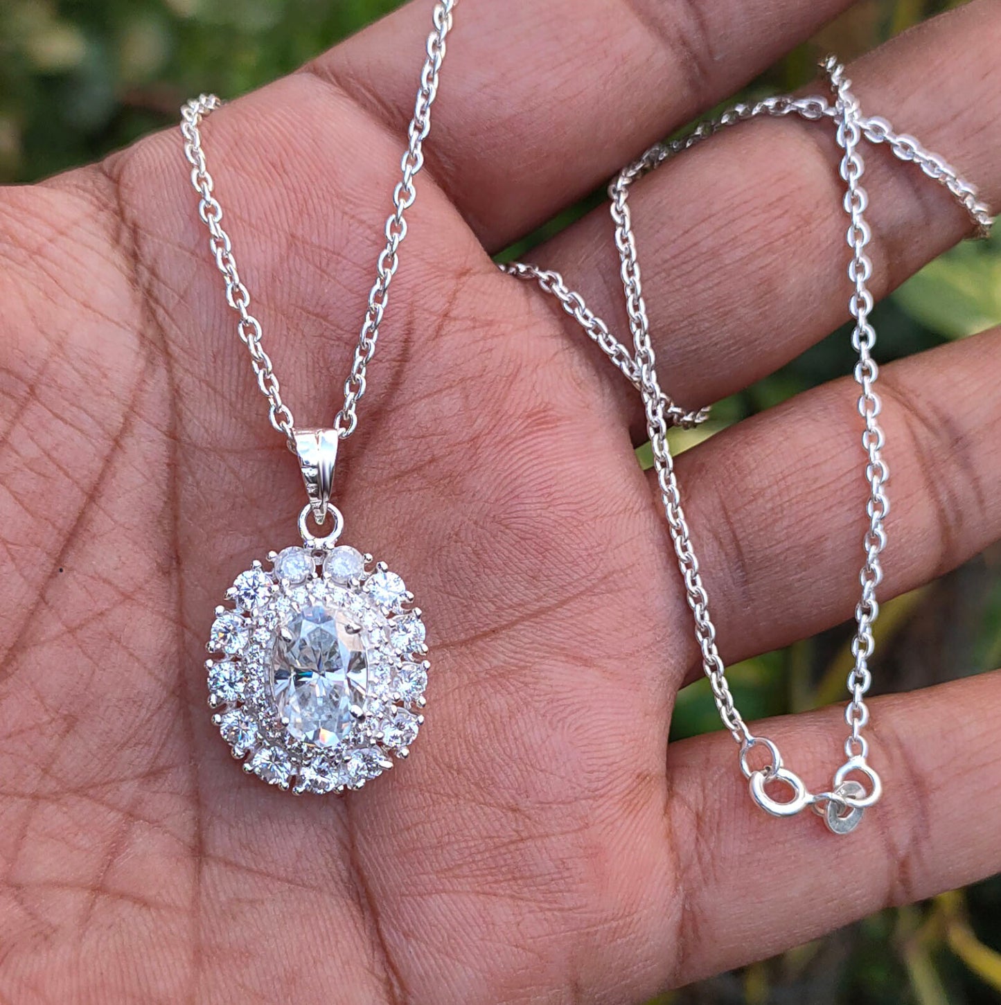 White Oval Cut Pendant