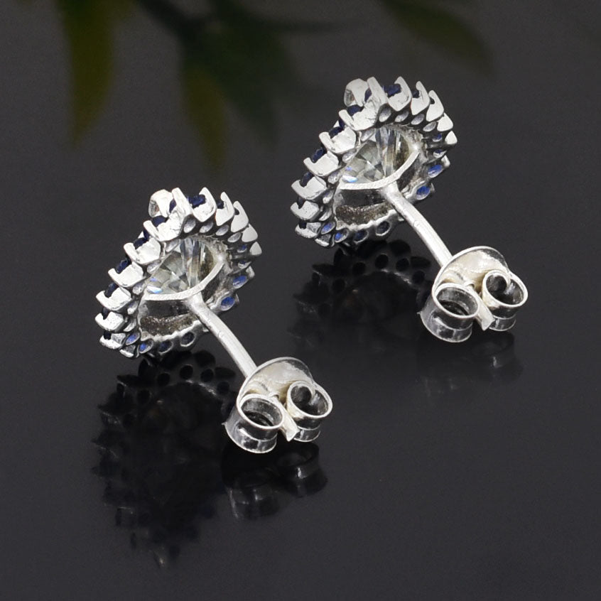 White Pear Cut Stud Earrings