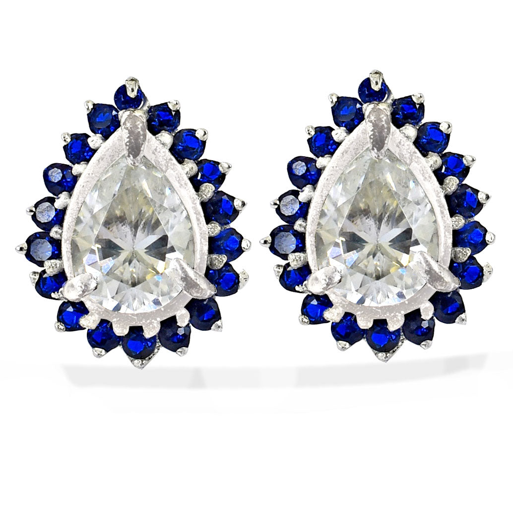 White Pear Cut Stud Earrings