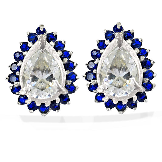 White Pear Cut Stud Earrings