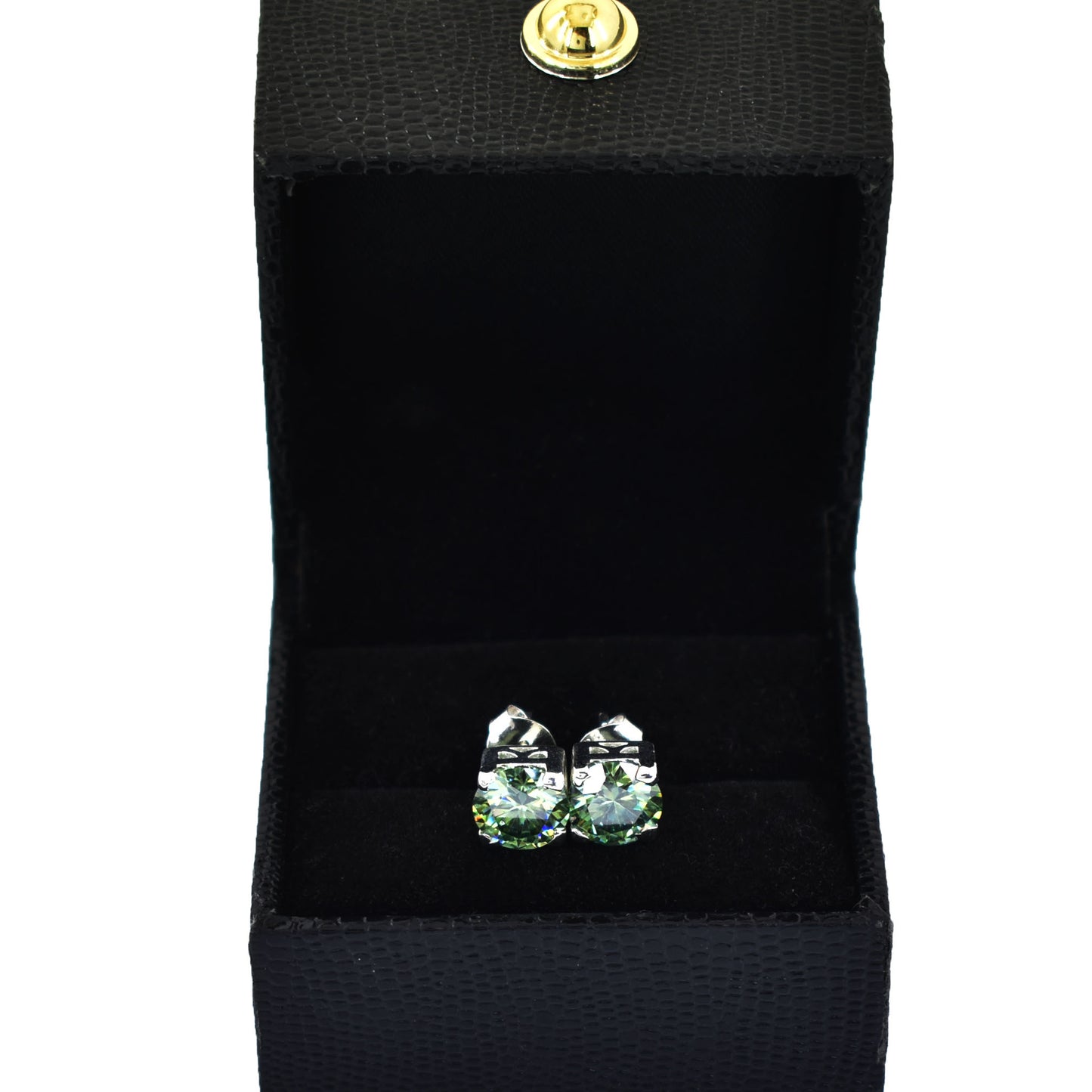 Green Round Cut Stud Earrings