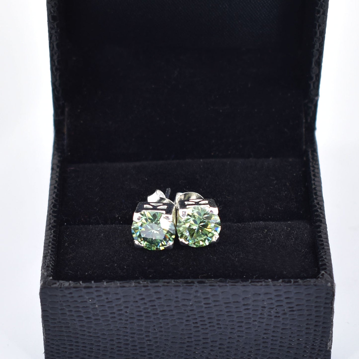 Green Round Cut Stud Earrings