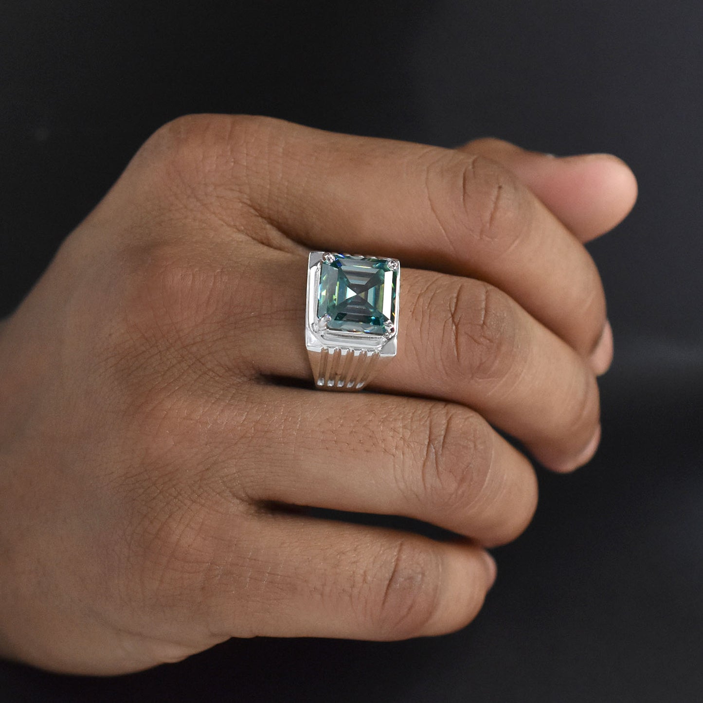 Blue Asscher Cut Ring