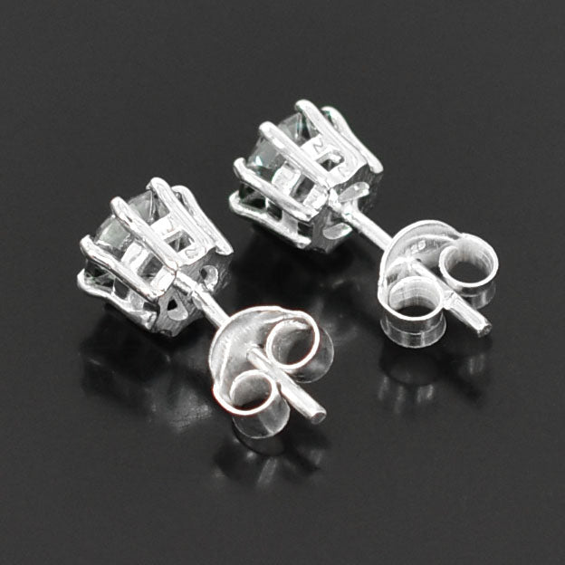 Grey Round Cut Stud Earrings