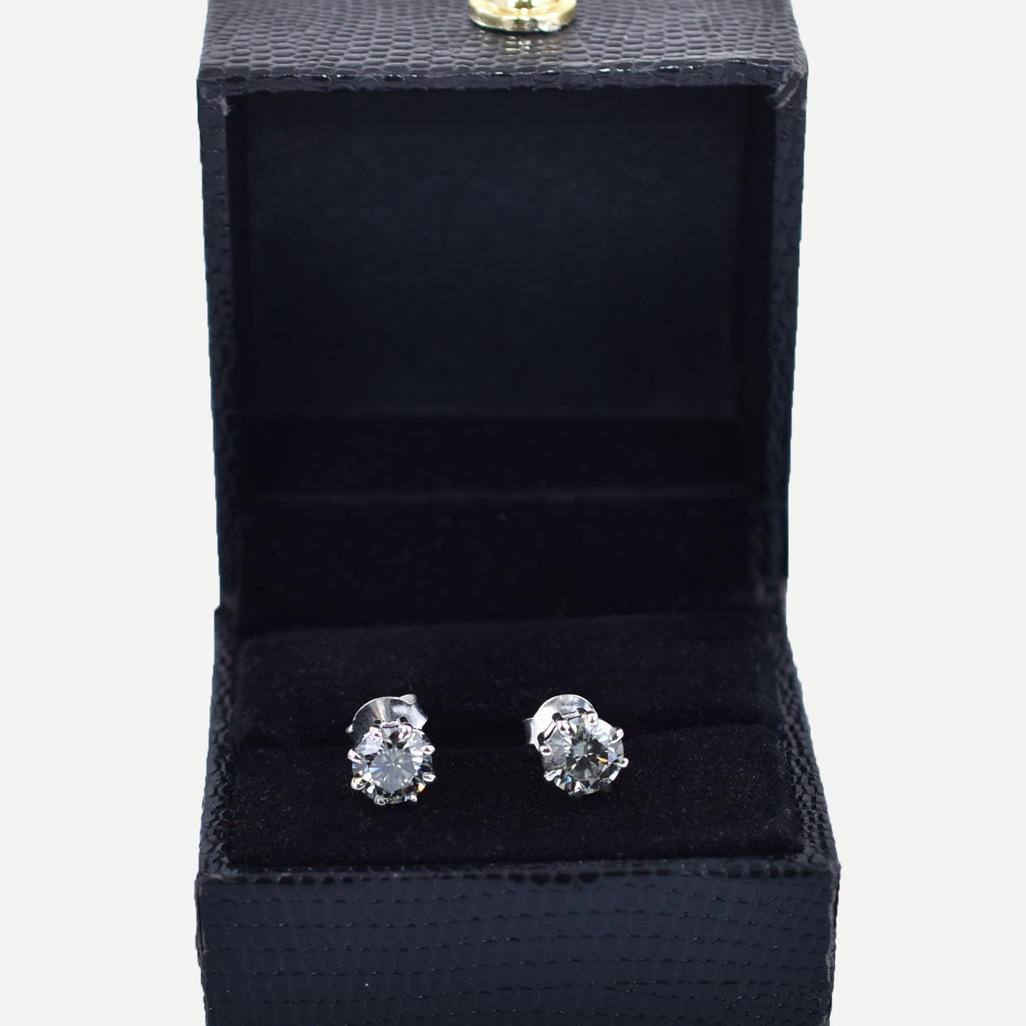 Grey Round Cut Stud Earrings