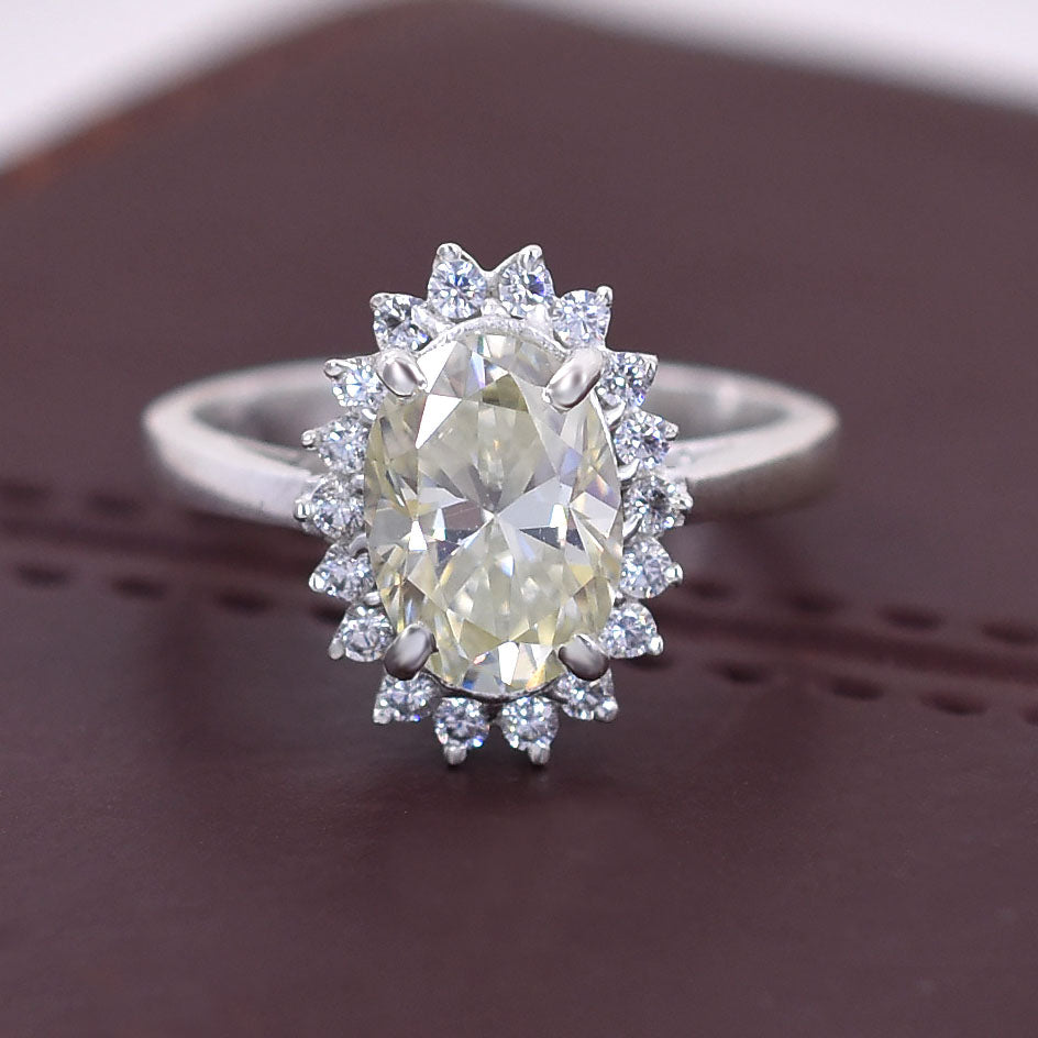 Off White Oval Cut Ring