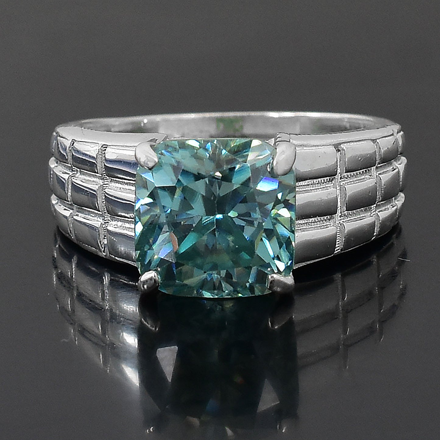Blue Cushion Cut Ring