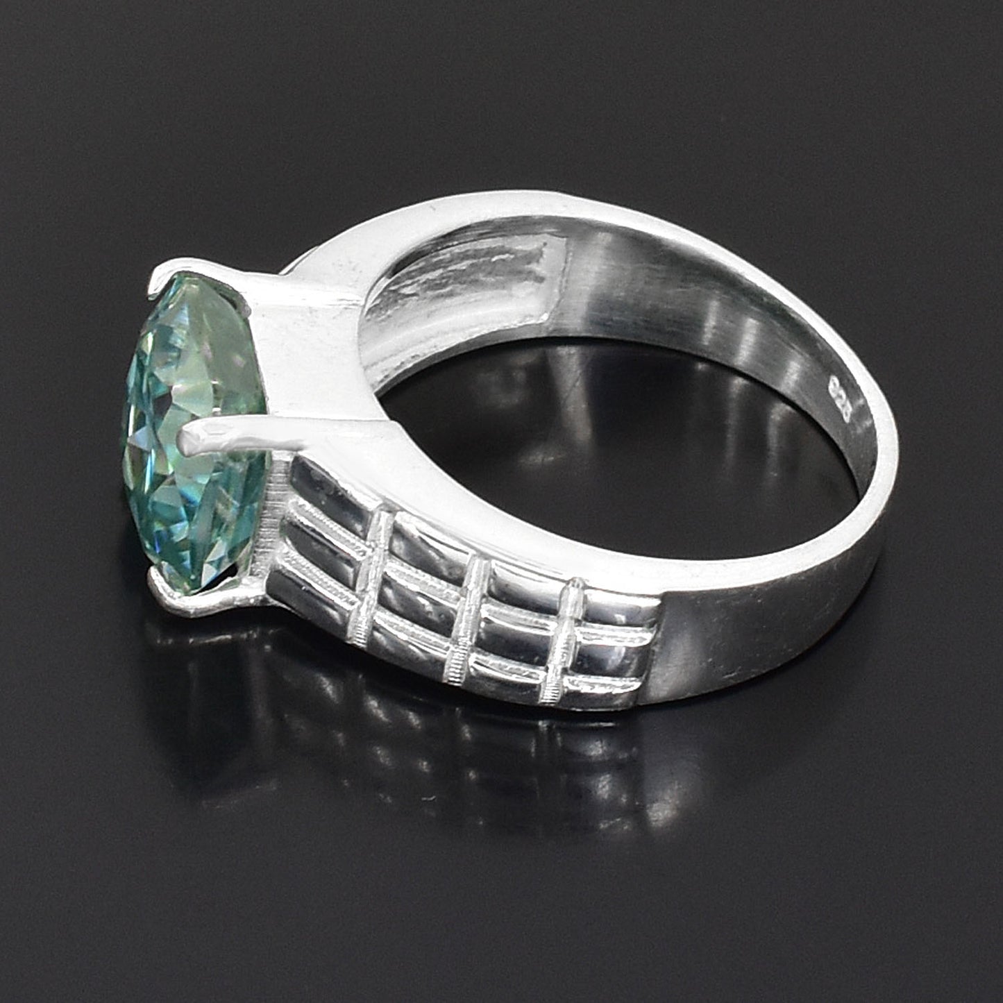 Blue Cushion Cut Ring