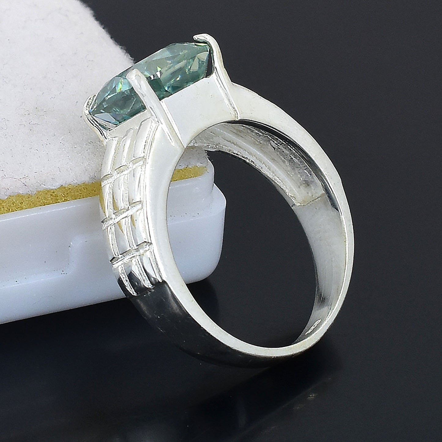 Blue Cushion Cut Ring