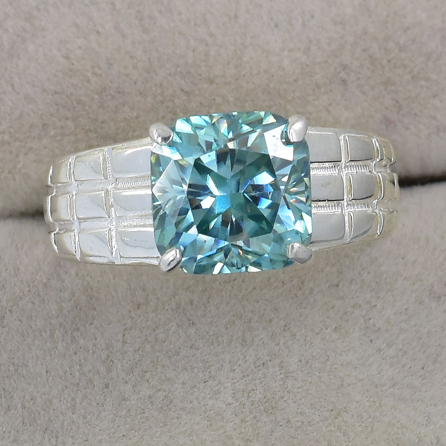 Blue Cushion Cut Ring