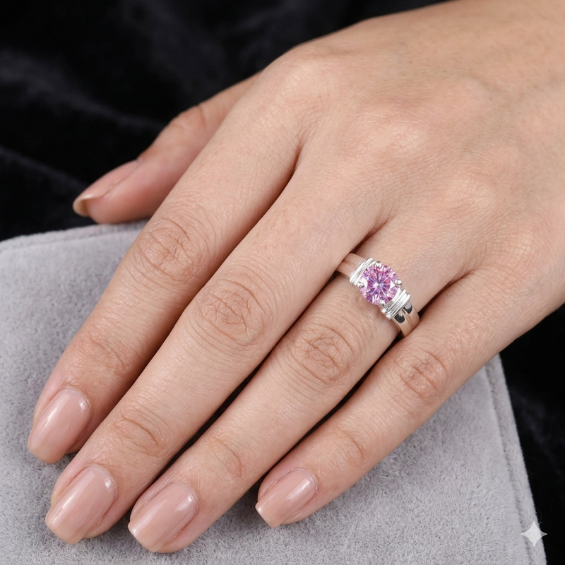 1 Ct Pink Round Lab Diamond Ring