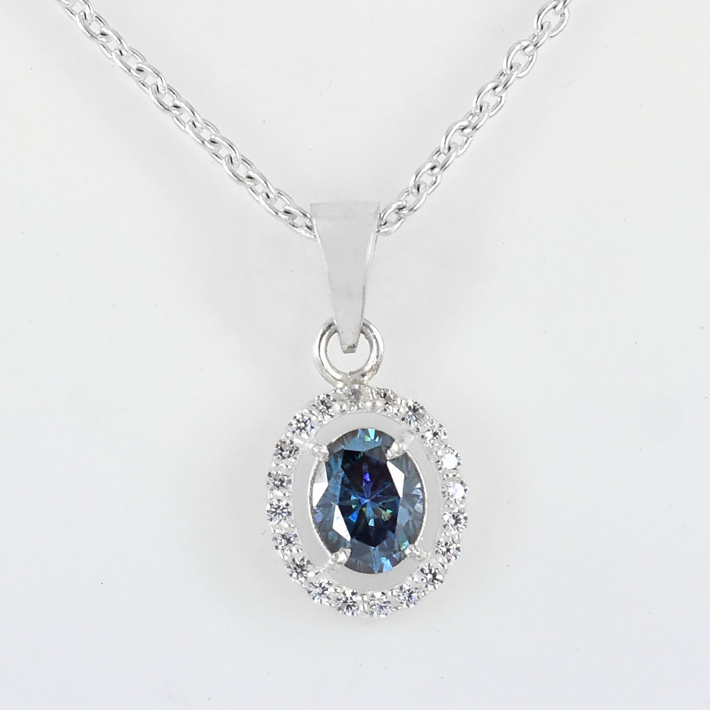 Dark Blue Oval Cut Pendant