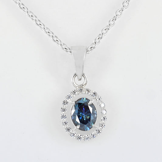 Dark Blue Oval Cut Pendant