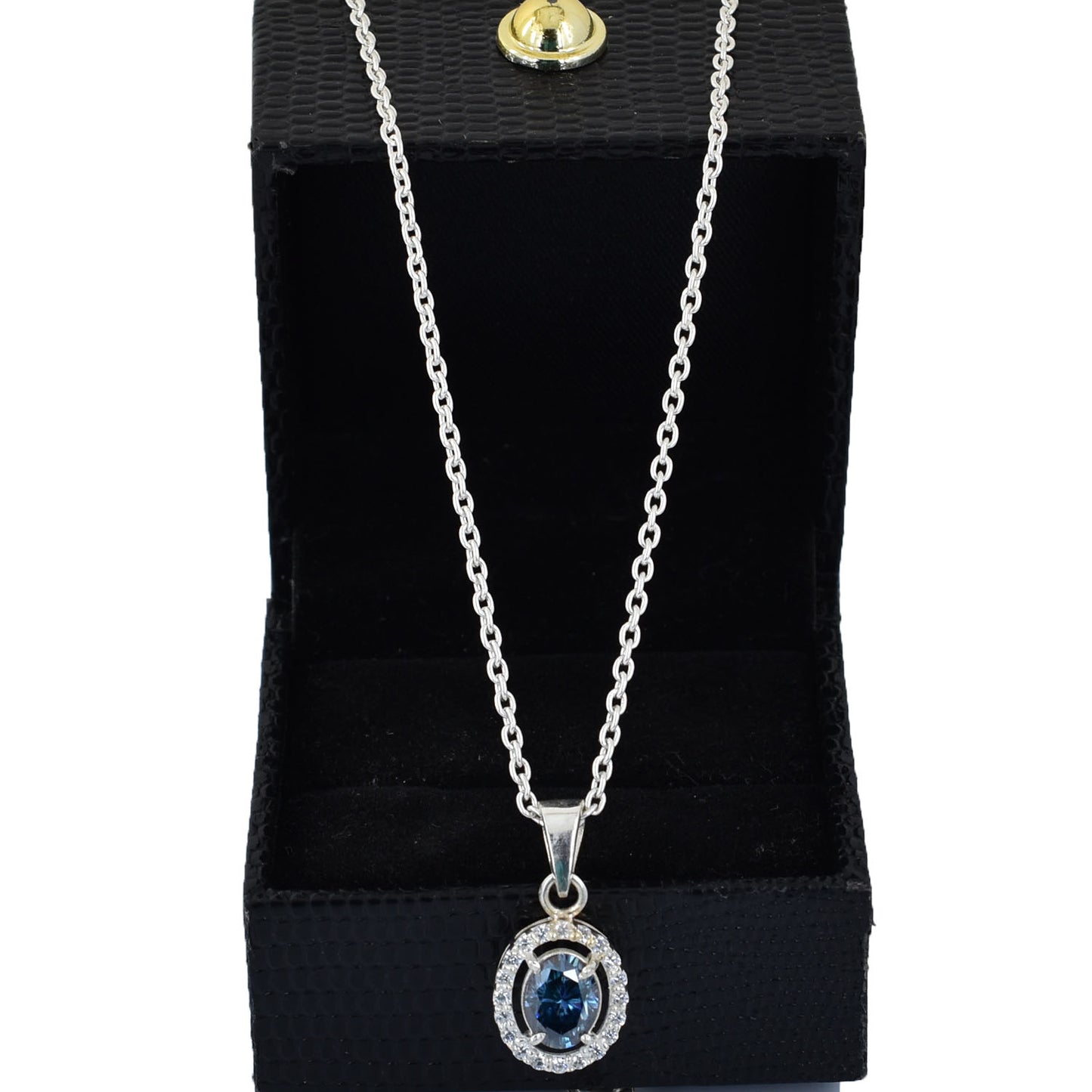 Dark Blue Oval Cut Pendant